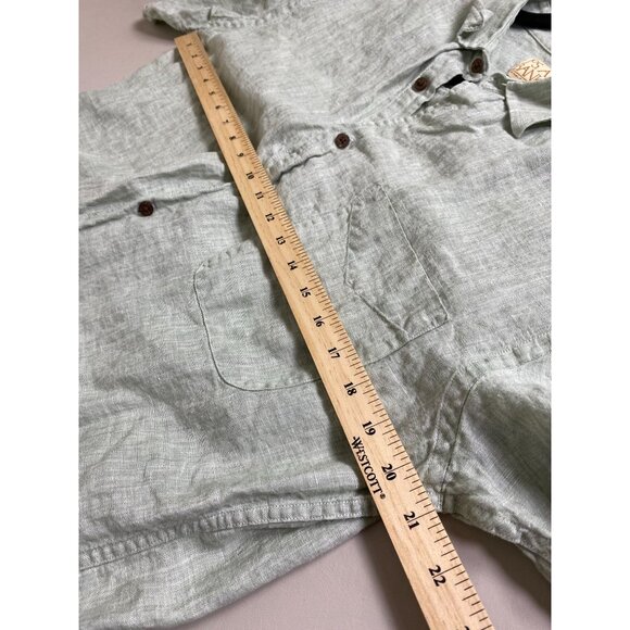 Jos. A. Bank 100% Linen Button Up Shirt Men size Medium Light Green Short sleeve - Picture 5 of 14